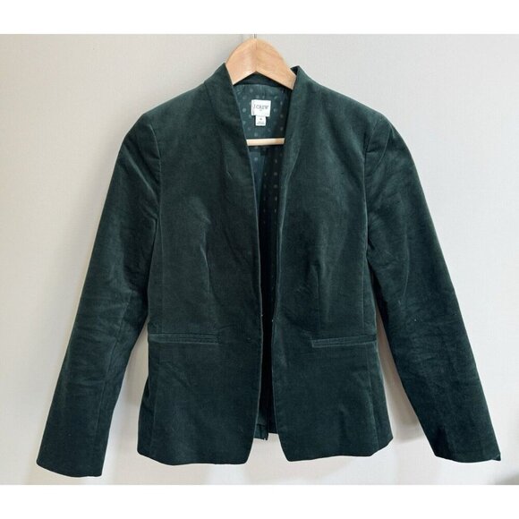 J. Crew Jackets & Blazers - New J. Crew 365 Old forest Velvet Open Front Lined Blazer Jacket Women's Size 4